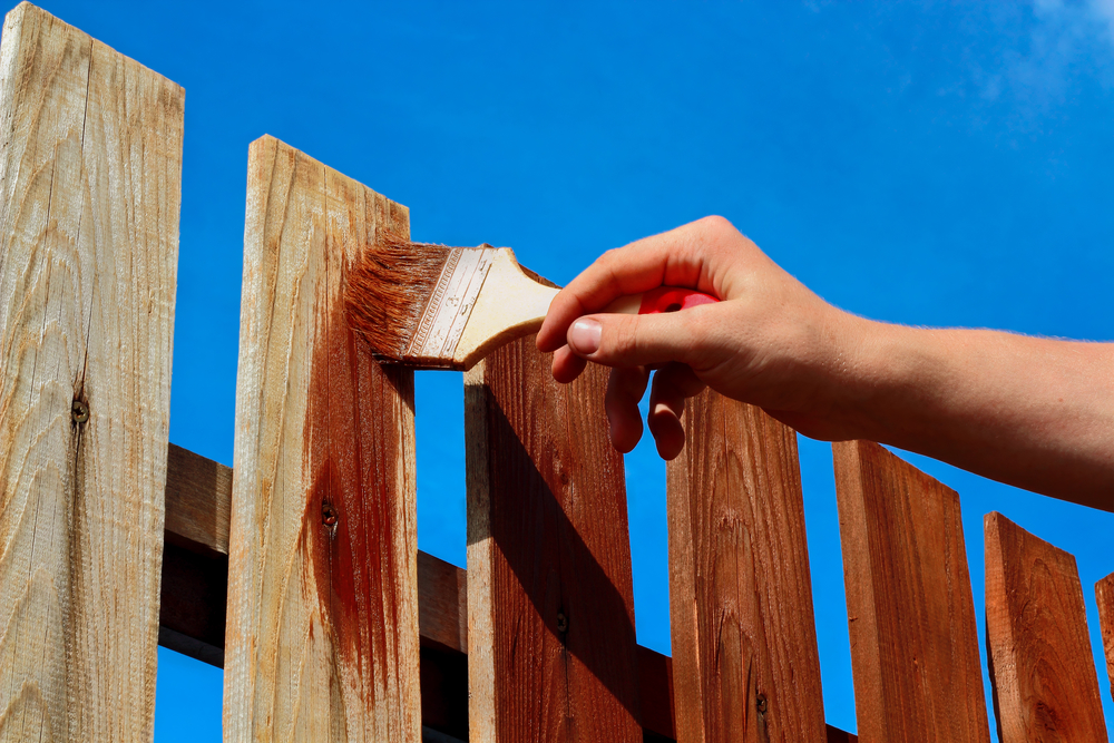 determining stain paint fence
